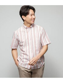 【SALE／53%OFF】【吸水速乾】パナマサッカー ストライプ 半袖ショートボタンダウンシャツ NEWYORKER MEN ニューヨーカー トップス シャツ・ブラウス ブルー レッド【RBA_E】【送料無料】[Rakuten Fashion]