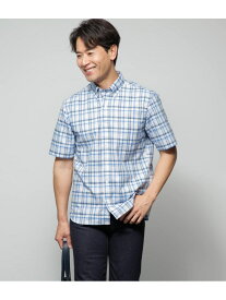 【SALE／60%OFF】ミックスブルーチェック 半袖ショートボタンダウンシャツ NEWYORKER MEN ニューヨーカー トップス シャツ・ブラウス ブルー【RBA_E】【送料無料】[Rakuten Fashion]