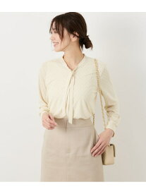 【SALE／50%OFF】ポリエステル強撚スムース タイルプリント Vネックボウタイプルオーバー NEWYORKER WOMEN ニューヨーカー トップス カットソー・Tシャツ ホワイト【RBA_E】【送料無料】[Rakuten Fashion]