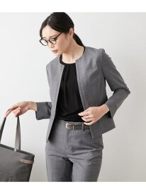 【SALE／50%OFF】【ウォッシャブル】シャークスキン ノーカラージャケット NEWYORKER WOMEN ニューヨーカー ジャケット・アウター テーラードジャケット・ブレザー グレー ブルー【RBA_E】【送料無料】[Rakuten Fashion]