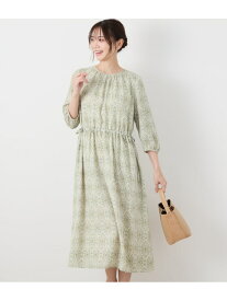 【SALE／25%OFF】ミモザプリント ドロスト7分袖ワンピース NEWYORKER WOMEN ニューヨーカー ワンピース・ドレス ワンピース ホワイト【RBA_E】【送料無料】[Rakuten Fashion]