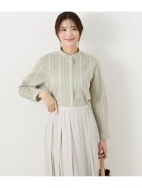 【SALE／60%OFF】マルチストライプ スタンドカラーロングシャツ NEWYORKER WOMEN ニューヨーカー トップス シャツ・ブラウス ブルー【RBA_E】【送料無料】[Rakuten Fashion]