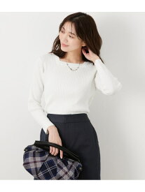 【SALE／60%OFF】ポップコーンダイヤドット スクエアネックプルオーバー NEWYORKER WOMEN ニューヨーカー トップス ニット ネイビー ホワイト【RBA_E】【送料無料】[Rakuten Fashion]