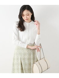 【SALE／60%OFF】【吸水速乾】プレーティング天竺 バンドカラーピンタックカットソー NEWYORKER WOMEN ニューヨーカー トップス カットソー・Tシャツ ホワイト【RBA_E】【送料無料】[Rakuten Fashion]