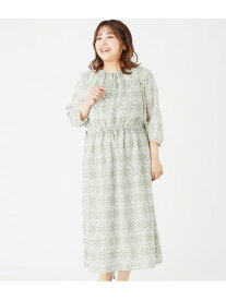 【SALE／25%OFF】【L】ミモザプリント ドロスト7分袖ワンピース NEWYORKER WOMEN L-SIZE ニューヨーカー エルサイズ ワンピース・ドレス ワンピース ホワイト【RBA_E】【送料無料】[Rakuten Fashion]