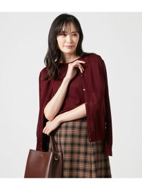 【SALE／30%OFF】【手洗い可能】セルロースポリエステル 透かし柄クルーネックカーディガン NEWYORKER WOMEN ニューヨーカー トップス カーディガン グレー レッド【RBA_E】【送料無料】[Rakuten Fashion]