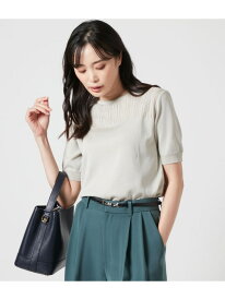 【SALE／27%OFF】【手洗い可能】セルロースポリエステル 透かし柄半袖クルーネックプルオーバー NEWYORKER WOMEN ニューヨーカー トップス ニット グレー ネイビー【RBA_E】【送料無料】[Rakuten Fashion]