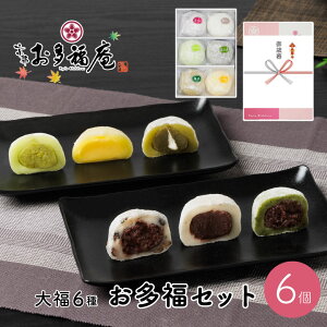 和菓子 ギフト スイーツ お菓子 お多福セット6個入(大福6種) 黒豆塩大福 塩大福 つぶあん こしあん よもぎ ずんだ 抹茶 カスタード 和菓子 詰め合わせ 京都 お取り寄せ プレゼント ギフト