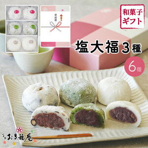 和菓子 ギフト スイーツ お菓子 塩大福3種セット6個入 大福 お取り寄せ 黒豆塩大福 塩大福 豆大福 つぶあん こしあん よもぎ 羽二重餅 和菓子 詰め合わせ 京都 だいふく プレゼント ギフトカ