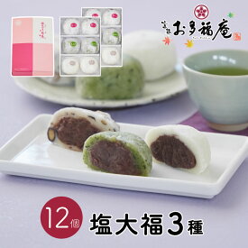 和菓子 大福 スイーツ お中元 ギフト お菓子 塩大福3種セット12個入 お取り寄せ 黒豆塩大福 塩大福 豆大福 つぶあん こしあん よもぎ 羽二重餅 和菓子 詰め合わせ 京都 プレゼント ギフトカード 慶事 結婚祝 入学祝 卒業祝 還暦 弔事 お供えお盆 お彼岸 送料無料
