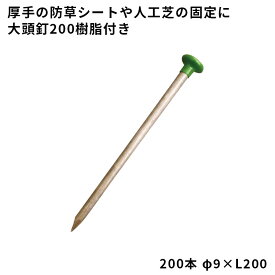 【防草シート副資材】　大頭釘200樹脂付き　【φ9×L200】　200本　ナックス S1000・人工芝にオススメ　040037