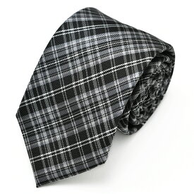 ネクタイ 黒 ブラック グレー 灰色 チェック メンズ おしゃれ かっこいい ねくたい 洗濯 necktie ブランド プレゼント 結婚式 ギフト 無地 柄 フォーマル 葬式 就活 営業 学生 人気 at-ux-ne-1316(C) メール便で送料無料