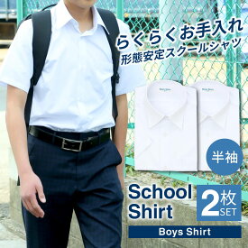 スクールシャツ 男子 半袖 2枚セット 白 制服 学生服 シャツ ワイシャツ 形態安定 イージーケア 中学生 高校生 メンズ カッターシャツ ブレザー A体 ● at-ch-sre-1900【宅配便のみ】 et 福袋 楽物自動出荷