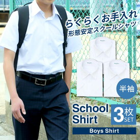 【 P5倍 】スクールシャツ 男子 半袖 3枚セット 白 制服 学生服 シャツ ワイシャツ 形態安定 イージーケア 中学生 高校生 メンズ カッターシャツ ブレザー A体 ● at-ch-sre-1900【宅配便のみ】 et 福袋 楽物自動出荷