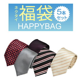 ネクタイ 5本 福袋 セット おしゃれ メンズ 結婚式 ギフト 洗濯 可能 無地 派手 柄 赤 えんじ色 青 ネイビー 黒 茶色 紺 濃紺 銀色 シルバー グレー ストライプ ドット シルバー 学生 ストライプ fkb-tie-5fメール便で送料無料 福袋