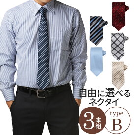 ネクタイ 選べる3本 セット おしゃれ メンズ プレゼント 結婚式 ギフト ねくたい 洗濯 ブランド 無地 柄 赤 青 ネイビー 黒 紺 濃紺 銀色 グレー 紫 黄色 ストライプ 就活 営業 oth-ux-ne-1463-set(B) メール便で送料無料【gift2】