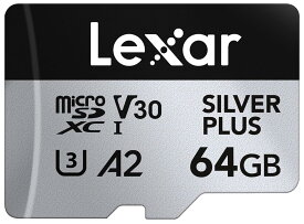 Lexar Silver Plus 64GB Micro SDカード 最大205MB/s MicroSDXC UHS-Iフラッシュメモリーカード アダプター付き C10 U3 A2 V30対応 フルHD 4K UHD 高速TFカード ドローン アクションカメラ 携帯型ゲーム機対応