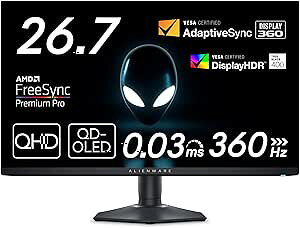 Dell AW2725DF 27C` L@EL Alienware Q[~Oj^[(3NԖP_ۏ/QHD/QD-OLED/DP1.4×2,HDMI×1/DCI-P3 99.3%