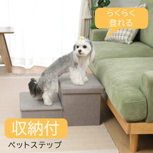 収納付きペットステップ ライトグレー ペット用ステップ 登り台 踏み台 室内 屋内 老犬 老猫 シンプル 収納庫 不二貿易