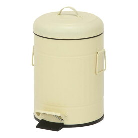 不二貿易 ゴミ箱 スチール ラウンドペダルペール 5L アイボリー ダストボックス 蓋付き インナーボックス 足踏みペダル 丸 円形 円筒 キッチン リビング ダイニング シンプル かわいい おしゃれ 34738