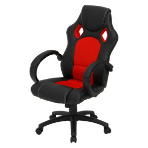 不二貿易 オフィスチェア レーシングチェアー サーキット RD イス 椅子 デスクチェア パソコンチェア 昇降機能 肘付き レッド オフィス 職場 シンプル 高級感 55573