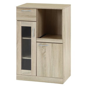 不二貿易 レンジボード キッチンボード ホワイトオーク 幅60cm 奥行39.8cm 高さ95cm キッチン 70689