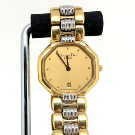 Christian Dior クリスチャンディオール クォーツ時計 D48.133 シルバー ゴールド ゴールド文字盤 オクタゴン デイト 腕時計 レディース 三国ケ丘店 ITV4H9LQJN08 【中古】 RM4991D