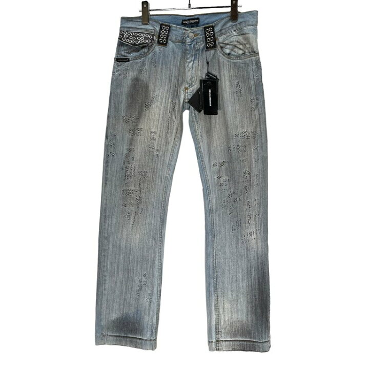 楽天市場】DOLCE&GABBANA 06SSレザーベルトループハトメダメージデニム  