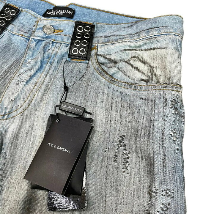 楽天市場】DOLCE&GABBANA 06SSレザーベルトループハトメダメージデニム 