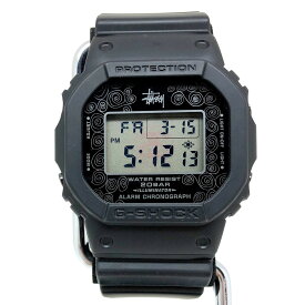 G-SHOCK ジーショック CASIO カシオ 腕時計 DW-5000ST-1JR STUSSY ステューシー コラボ ダブルネーム 25周年 記念モデル 25TH デジタル クォーツ ブラック スクエアフェイス レア 希少 メンズ 三国ケ丘店 IT4T9IUX5DV6 【中古】