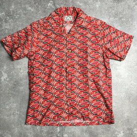 EVISU エヴィス 開襟シャツ アロハシャツ ハワイアンシャツ レッド 赤 総柄 TOPS 貝塚店 IT63SQFJH068 【中古】 RK1165D