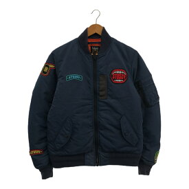 Schott ショット STUSSY GEAR コラボ ダブルネーム MA-1 3132075 フライトジャケット JKT ナイロン ロゴワッペン ステューシー メンズ M 貝塚店 ITJK0TYBTPSK 【中古】 RK1197D