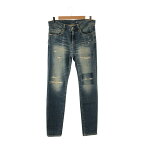 HYSTERIC GLAMOUR ヒステリックグラマー JINKY JEANS デニムパンツ クラッシュ加工 ダメージ加工 ジーンズ メンズ タグ付き 30インチ インディゴ 貝塚店 IT4W8L0MJY5G 【中古】 RM1218D