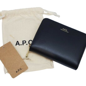 A.P.C アーペーセー Emmanuelle エマニエル レザーコンパクトウォレット PXBJQ-F63029 2つ折り財布 小物 ブラック レディース タグ付き 未使用 貝塚店 ITTQT3OB2CLQ 【中古】 RK2341D