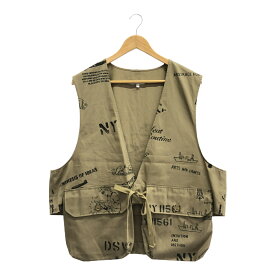 Engineered Garments エンジニアードガーメンツ サイズL 24SS Fowl vest Graffiti Print Ripstop 定価37,400円 フォールベスト グラフィックプリント ワークベスト カーキ 三国ケ丘店 IT2HCH8WNXSW 【中古】 RM5093M