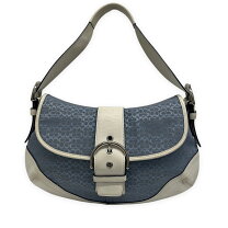 COACH ハンドバッグ ブルー ワンショルダー シグネチャー メタルロゴ 