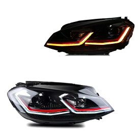 ゴルフ7 GOLF7.5 5G 後期 LED ヘッドライト 左右 ヘッドランプ シーケンシャルウィンカー フォルクスワーゲン AKD A GTIタイプ