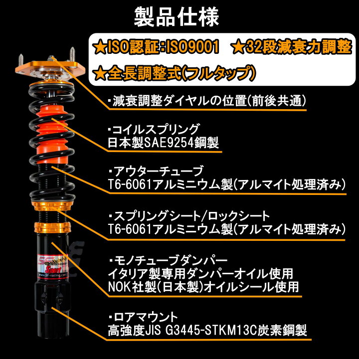 楽天市場】車高調 サニー トラック B120 サスペンション 全長調整式 32 