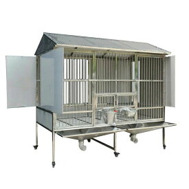 大型ステンレススチール製犬用ケージ、屋外防雨、断熱、トイレ、トレイ、ユニバーサルホイール、あらゆる種類のペットに適した、