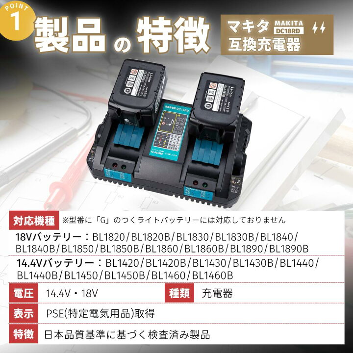 楽天市場】DC18RD マキタ 2口急速充電器 互換 14.4v 18v 充電式 