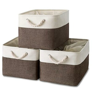 収納ボックス 収納バスケット 収納かご 3個セット 幅40×奥行30×高さ24cm 巾着式ふた付き 折りたたみ 大容量 収納ケース おしゃれ 天然綿麻 無臭 服/小物/衣類/CD/DVD/マンガ/書類/おもちゃ クロ