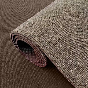 玄関マット キッチンマット 廊下敷きマット マルチロールカーペット 洗える 床保護 キズ防止 滑り止めマット チェアマット タイルマットカーペット 騒音対策(ブラウン 90*180)