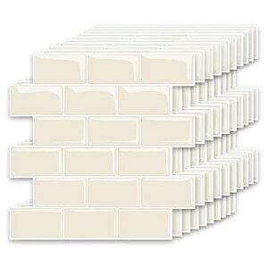 タイルシール キッチン 耐熱 防水 洗面所 トイレ DIY 家具やアイテムの装飾 タイルシート 壁紙シール 3D リメイクシート (30x30cm, 10枚, 北欧ライトアプリコット)