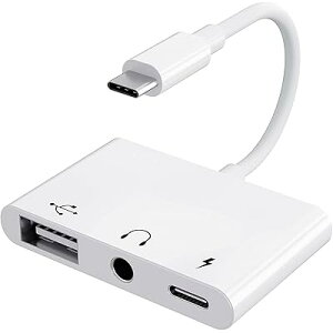 USB C ϊA_v^ 3in1 USB+3.5mm CzWbN ϊP[u USB Type C USBJA_v^ ^CvC OTGP[uUSB-C [d Cz  iPhone 15/MacBook Pro/MacBook