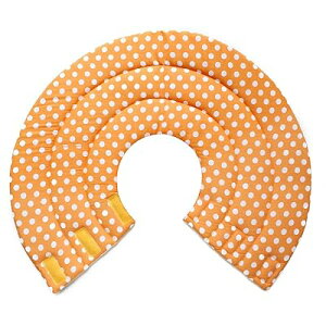 エリザベスカラー 犬用 猫用 軽量 布製 柔らかい サイズ調節可能 介護 傷口保護 傷舐め防止 引っ掻き防止 術後服着替え(オレンジ水玉/S)