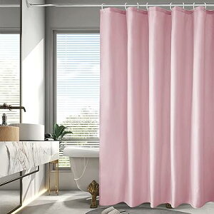 シャワーカーテン 150cm丈 防カビ 防水 ユニットバス お風呂カーテン 軽量 速乾 ホテル 高級 無地 バス用品 リング付き ピンク 120x150cm