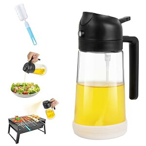 オイルボトル 料理用 オイルスプレー オイル差し 2in1オイルポット 調味料入れ 2way 耐熱ガラス 霧吹き 液だれしない オイルミスト キッチン エアフライヤー用 オリーブオイル/食用油/醤油/酢