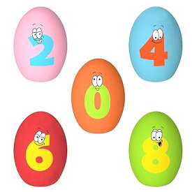 犬 おもちゃ 音が鳴る 噛むおもちゃ 卵 【5点セット・数字・偶数】 可愛い柄 ストレス解消 運動不足解消 投げる玩具 頑丈 知育玩具 小型犬・子犬に適用 歯磨き ボール 犬用玩具 (5点数字1)
