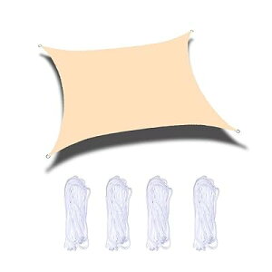 サンシェード 日除け 雨よけ シェード セイル UVカット目隠し 目かくし 紫外線 UV対策 省エネ 節約 節電 洋風 タープ おしゃれ アウトドア 日よけ 日除 夏 庭 ガーデン ベランダ 撥水 (200×400cm,