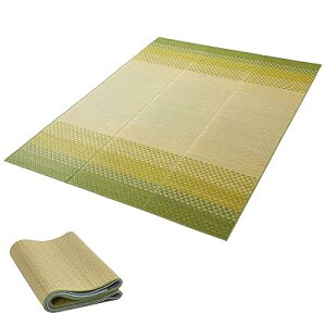 い草 ラグ カーペット 花ござ 180x240cm 滑り止め付き 裏貼り 和風 モダン おしゃれ 紋織り グリーン系グラデーション フローリング 和室 室内 爽やか 消臭 抗カビ